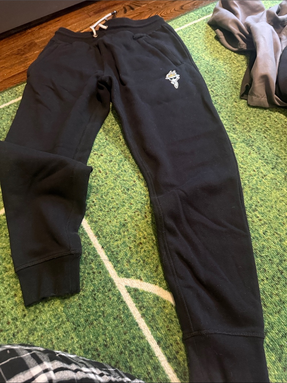 Kids Black Sweat Joggers with Embroidered GOAT Patch